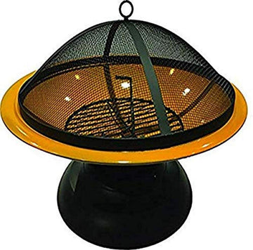 Vesta Orange Enameled Fire Bowl/Pit, Powder Coated Steel