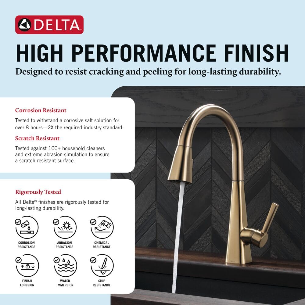 Lenta Brushed Gold Kitchen Faucet with Pull Down Sprayer, Modern Brushed Gold Single Hole Kitchen Sink Faucet, Single