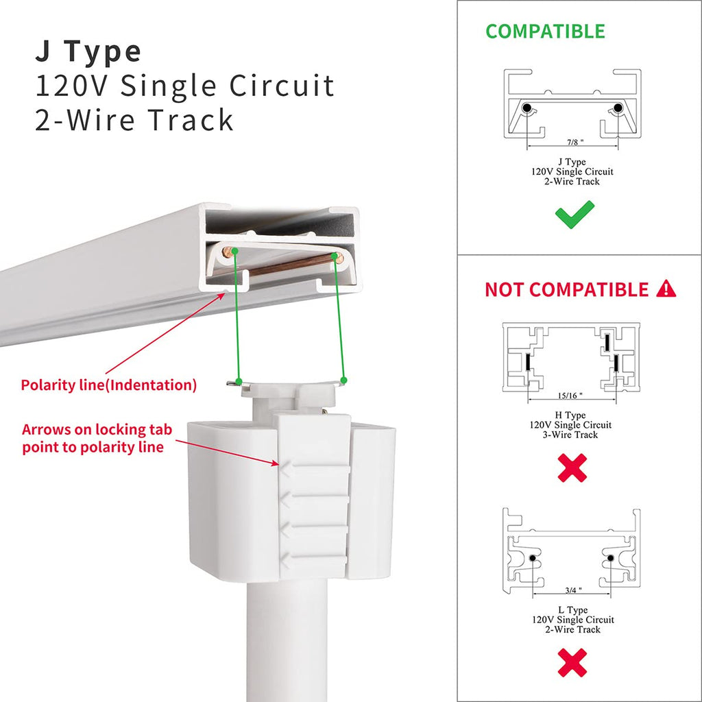 6 Pack J Type LED Track Lighting Heads 6.5W 4000K Neutral White