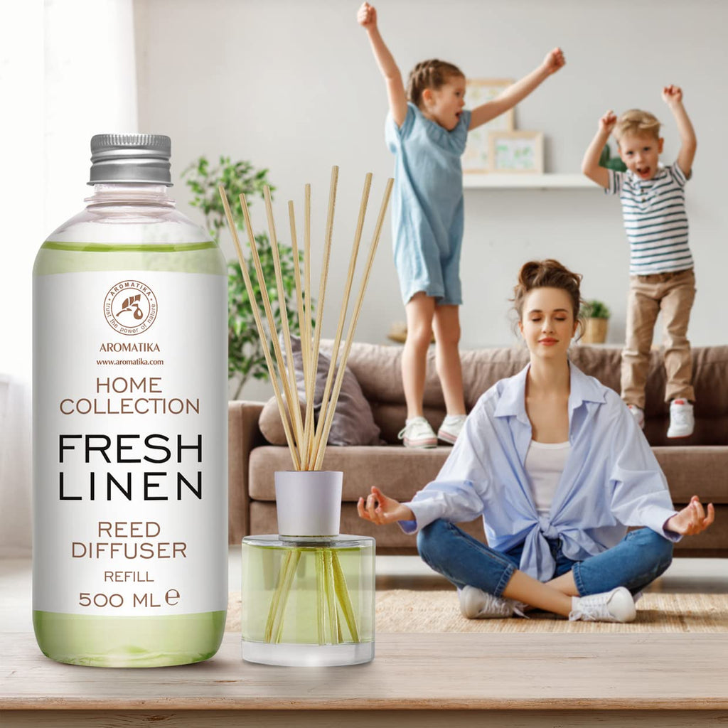 Reed Diffuser Refill Fresh Linen 17.0 Fl Oz (500ml) - Room Diffuser Refill - Home Fragrance - Scented Diffuser