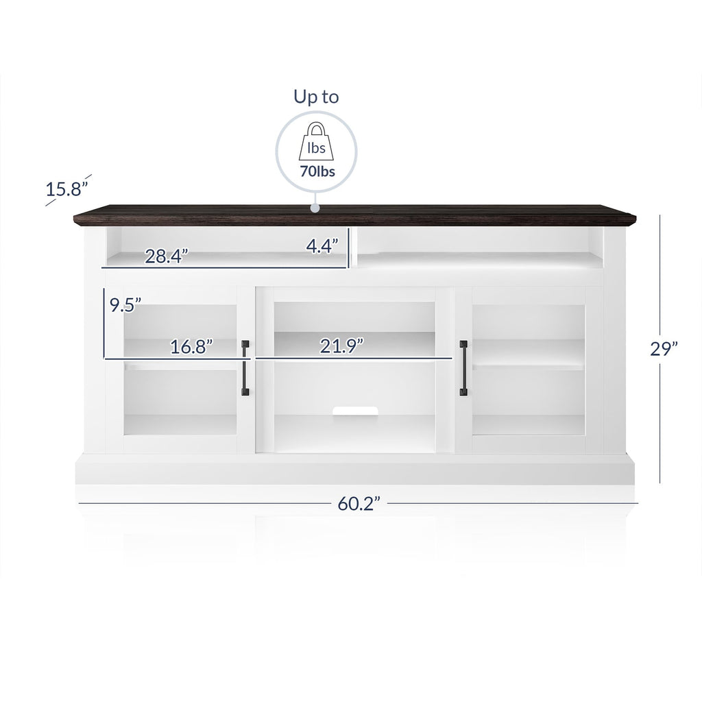 Modern 60 Inch Traditional TV Stand & Media Entertainment Center Console Table for TVs up to 65 Inches with Open