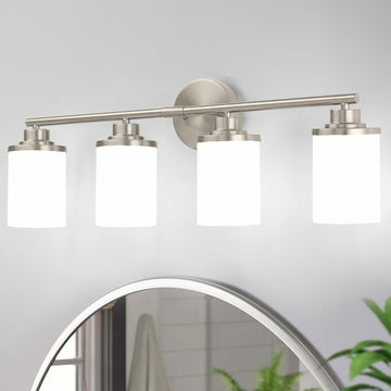 Bathroom Light Fixtures,Brushed Nickel Bathroom Lights,4-Light Vanity Light,Bathroom Light Over Mirror,Modern