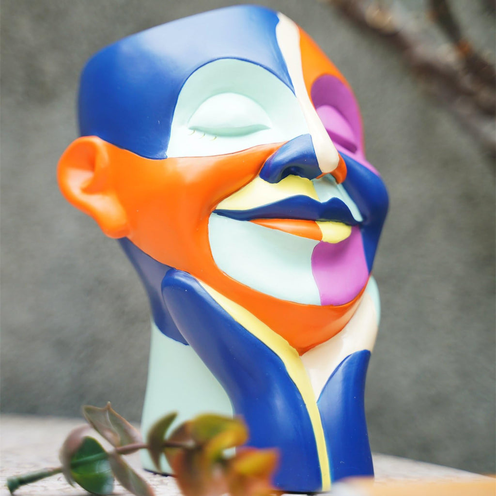 Rainbow Face Planters Pots Head, Funny Body Plant Pots for Decor, Resin Decorative Artistic Head Flower Pot, Hand