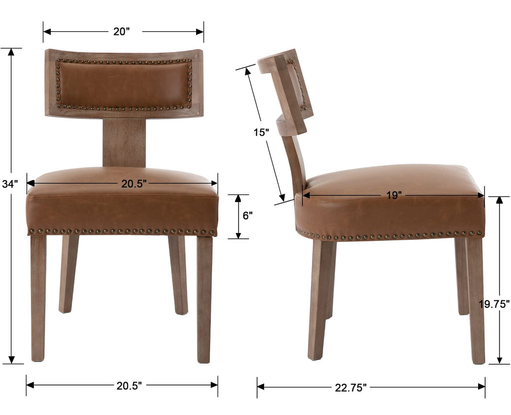 Mid Century Modern Dining Chairs Set of 6, Farmhouse Dining Chairs with Nailhead Trim, Faux Leather Upholstered