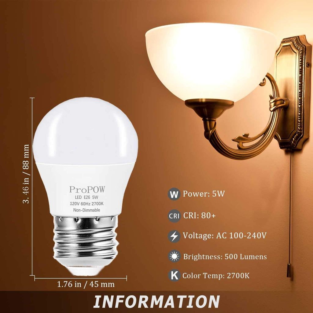 A15 LED Bulb 40 Watt Equivalent, 5W LED Light Bulbs, Soft White 2700K Energy Saving Low Watt Light Bulbs,E26 Base