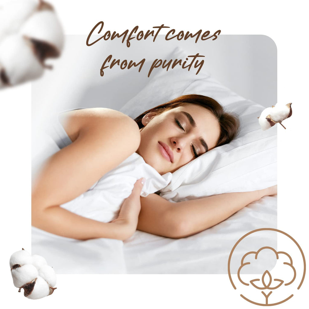 Pillow Cases Standard Size Set of 2, 800 TC, 100% Egyptian Cotton - Ivory