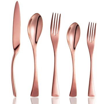 20 Piece Rose Gold Flatware Silverware Cutlery Sets, unique modern look, Home & Kitchen Stainless Steel
