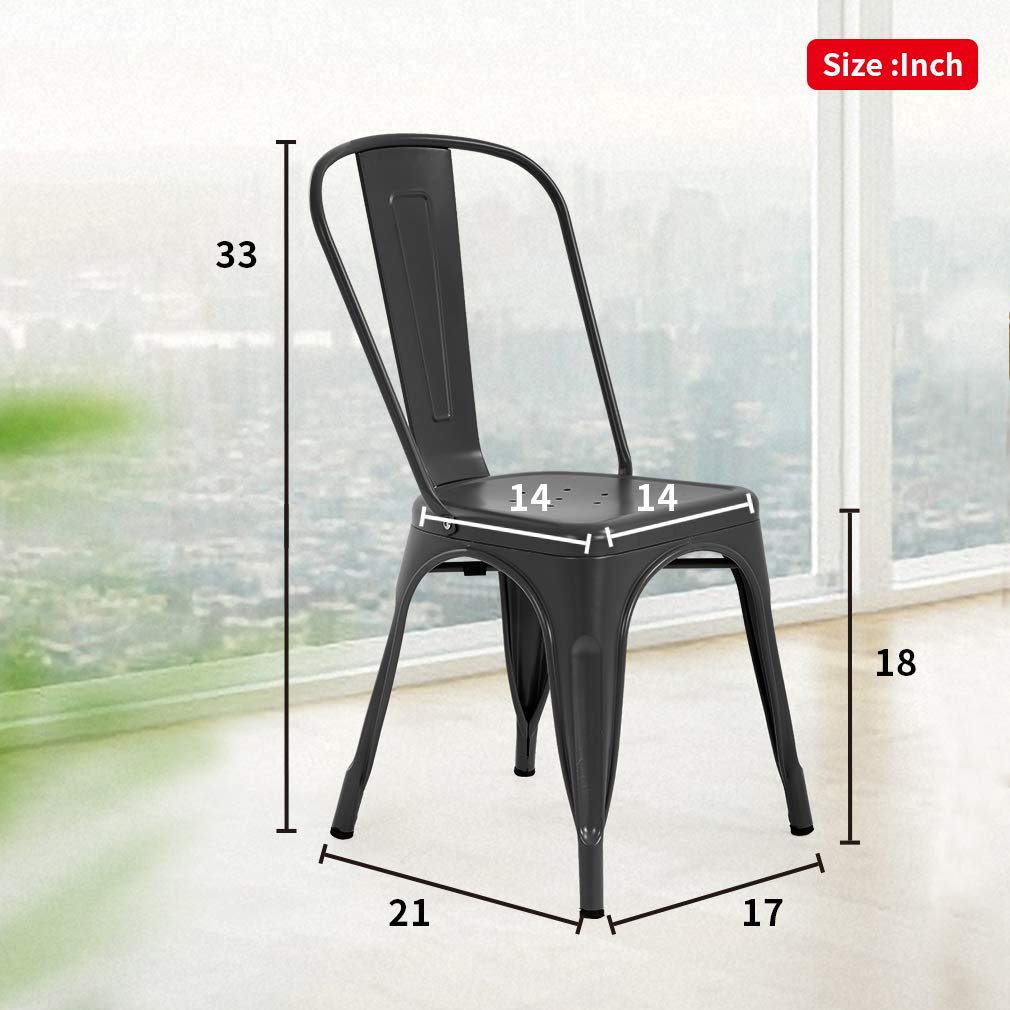 Metal Dining Chairs Set of 2 Patio Chair Indoor Outdoor Chairs Kitchen Metal Chairs Restaurant Chair 18 Inch Seat