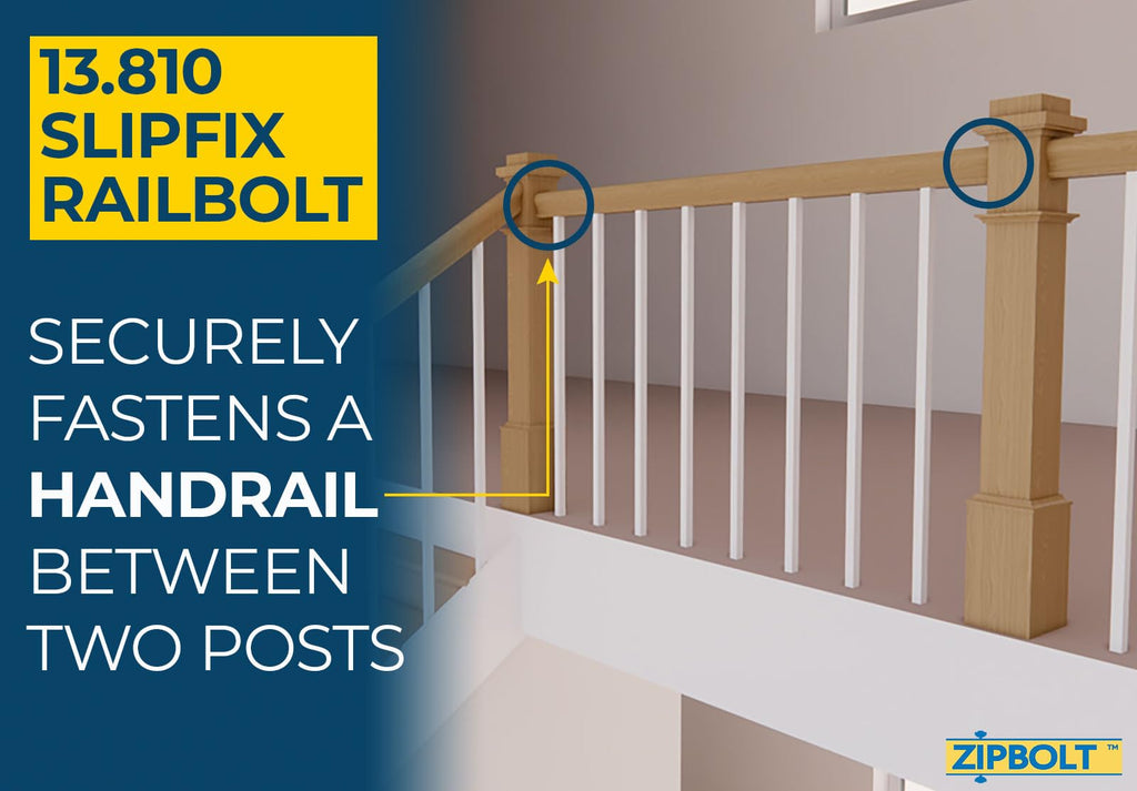 Slipfix Railbolt, Stair Handrail Post-to-Post, 5 x 2-Pack, 13.810