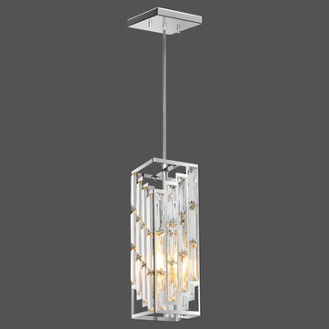 Chrome Pendant Lights Kitchen Island 1 Pack, 11.93" H Mini Crystal Chandeliers, Modern Pendant Lights Ceiling