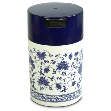 Teavac Patented Vacuum Sealed Airtight Tea Container, White floral design