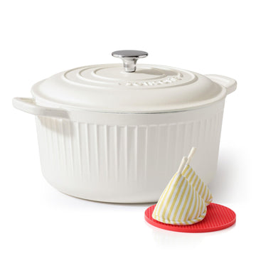5.5QT Enameled Cast Iron Dutch Oven Pot Casserole Dish with Lid