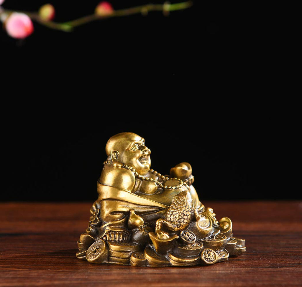 Sitting Laughing Buddha with Money Frog Statue
