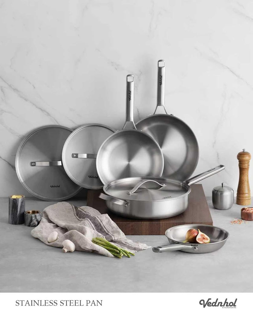 Stainless Steel Cookware Set, 8 Pcs Tir-Ply Pots and Pans Set, PFOA&PTFE Free, Dishwasher&Oven Safe, Kitchen