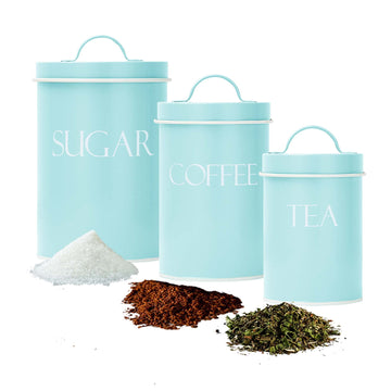 Kitchen Canisters for Countertop Set of 3 | Farmhouse Canister Sets Counter Mint | Flour Sugar Coffee Canister