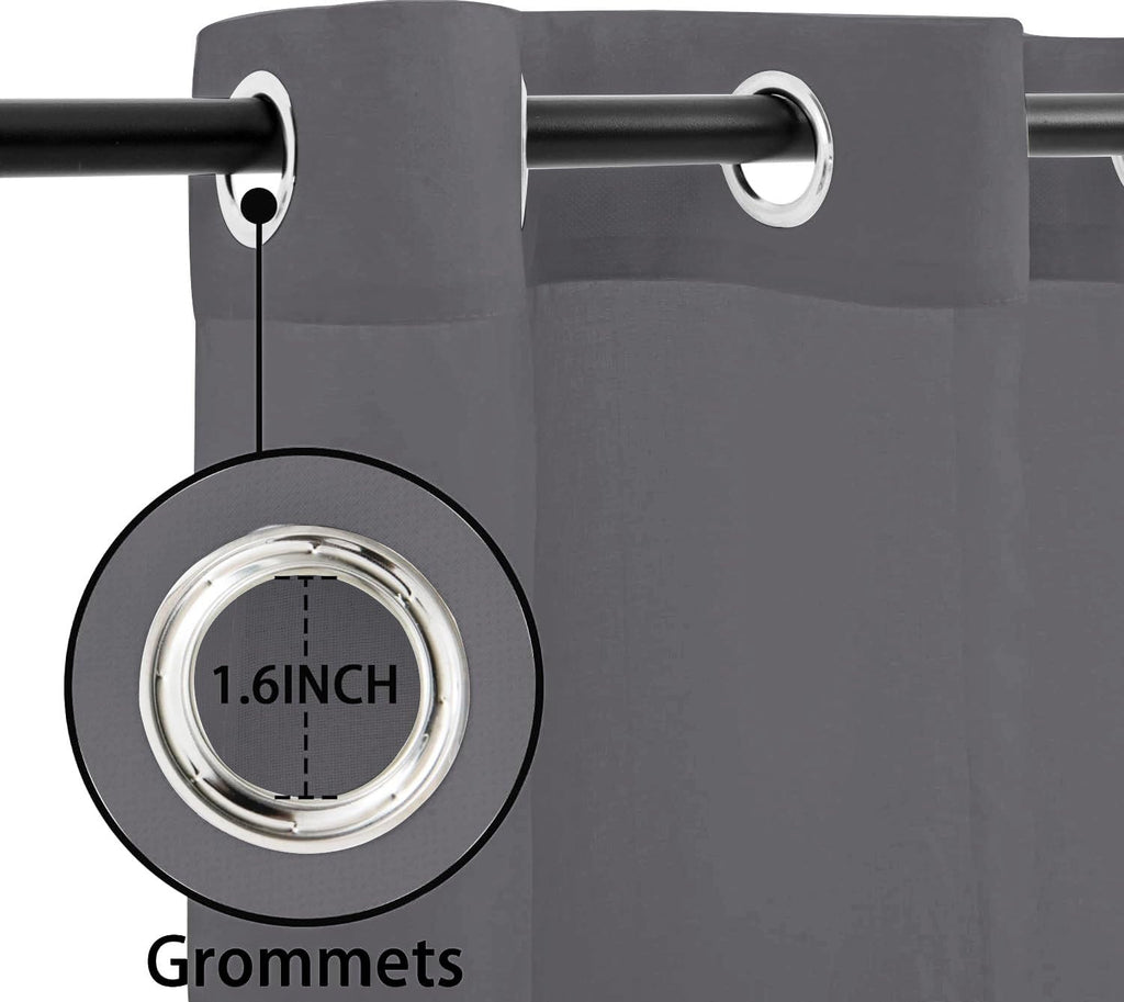 Outdoor Sheer Curtains Waterproof - 2 Panels Linen Look Grommet Curtain Light Filtering Outside Drapes, Pergola