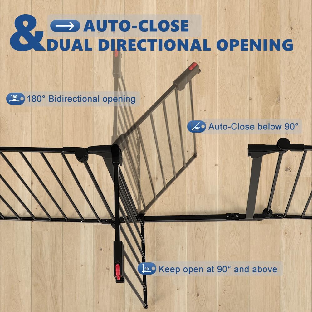 Freestanding Dog Gates with Door Walk Through, Extra Wide Doggy Door 150" W x 29" H Pet Gate Safty 6 Panels Dog Fence
