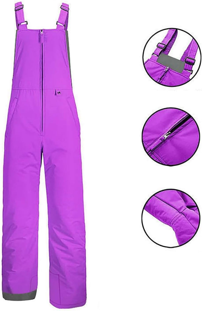 Kids Snow Bibs Toddler Snow Pants Windproof Ski with Pockets Overalls Jumpsuit Winter Warm Snowsuit for Boys Girls
