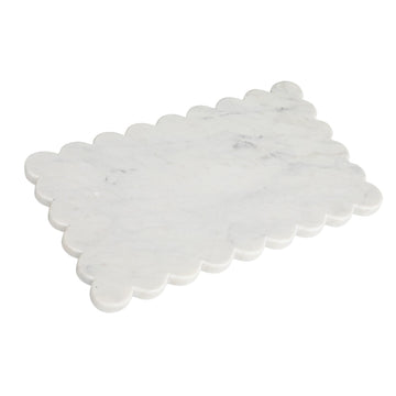 Marble Cheese Board with Scalloped Edge, White