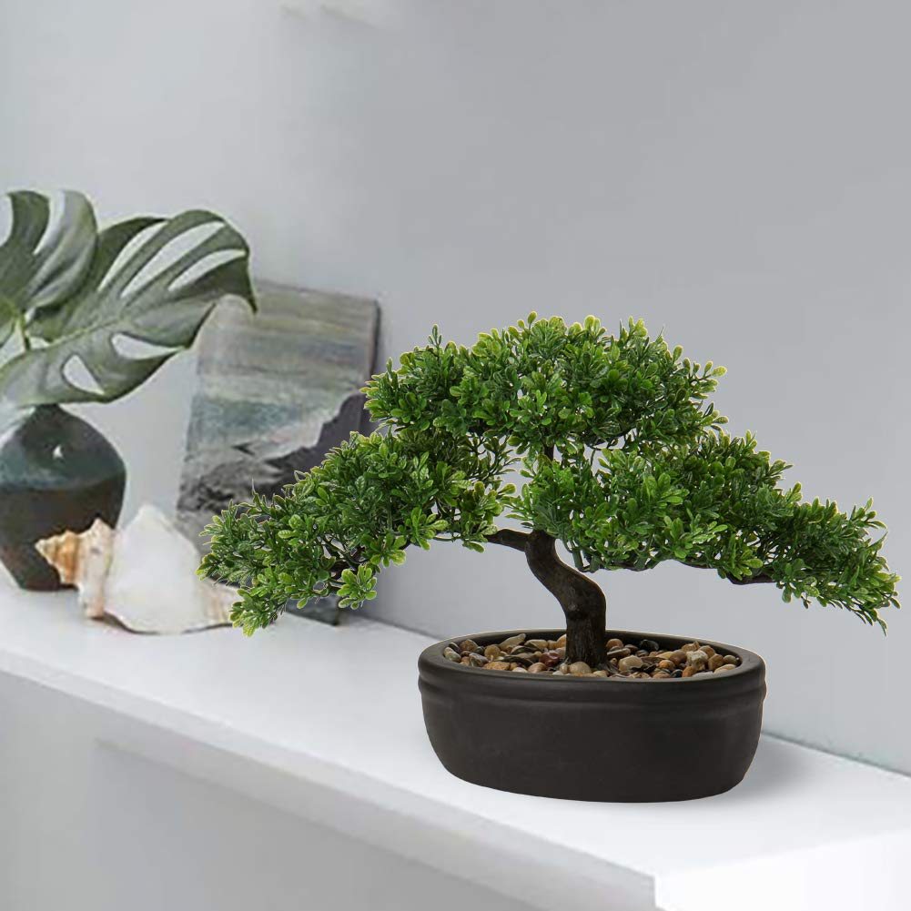 Bonsai Tree Juniper Faux Plants Indoor Small Fake Plants Decor with Ceramic Pots Table Office Desk Bathroom Shelf