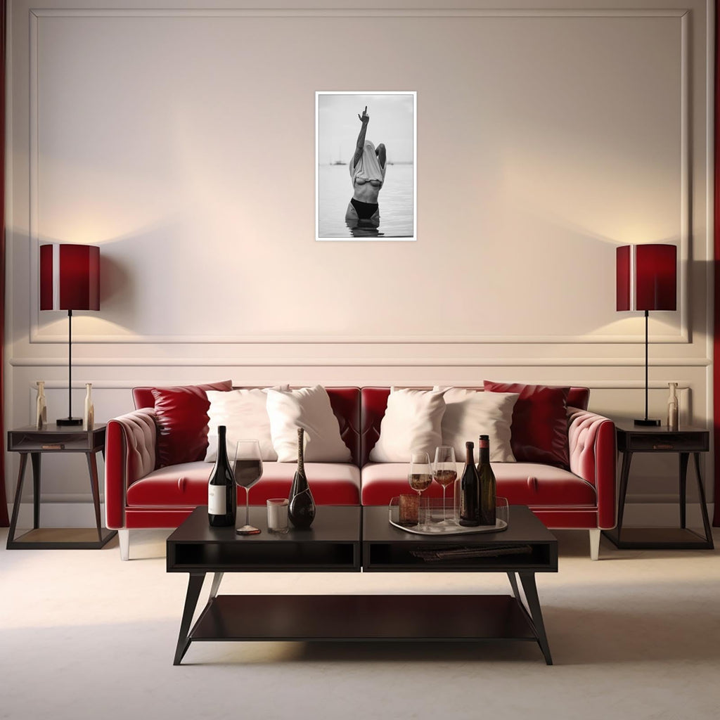 Retro Feminist Middle Finger Posters Black And White Canvas Wall Art Trendy Photography Photo Art Print Sexy woman