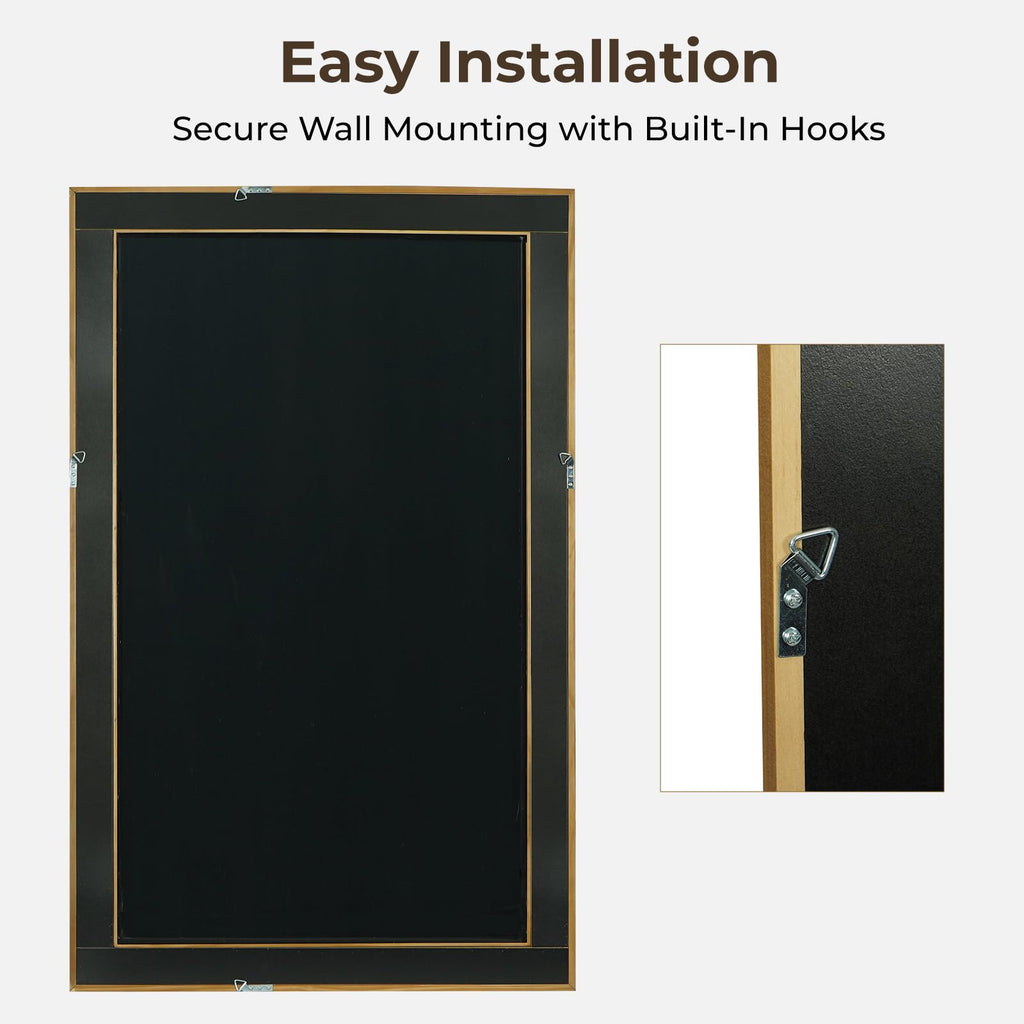 Rattan Wall Mirror Rectangle, 30 X 48 inch Rattan Mirror with Wooden Framed for Wall Decor Bathroom, Living Room