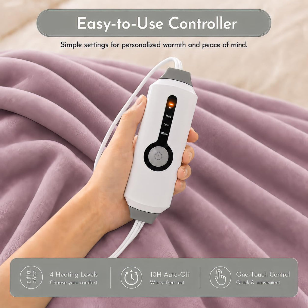 Electric Heated Blanket 90"x100", Berry