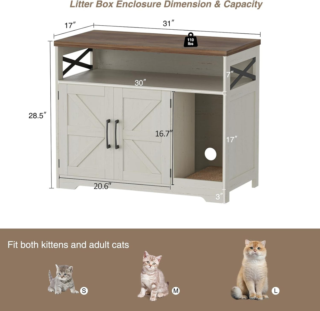 Cat Litter Box Enclosure, Hidden Litter Box with Scratch Pad