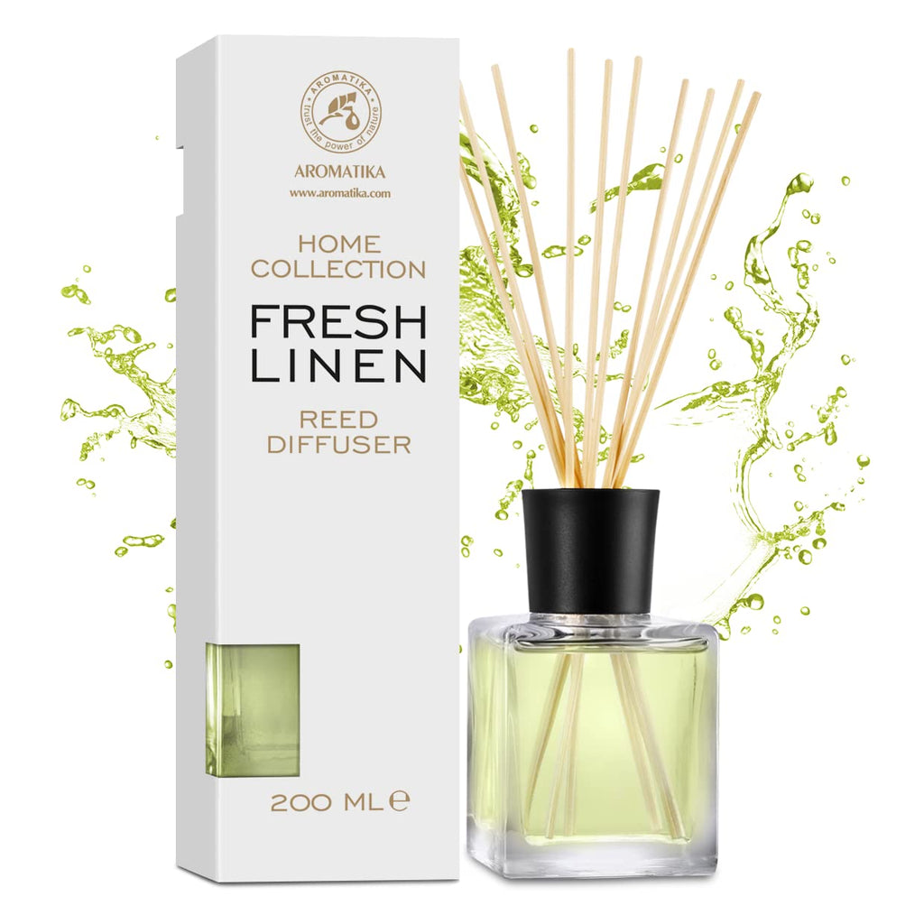Reed Diffuser Fresh Linen 6.8 Fl Oz - Scented Reed Diffuser - Gift Set with Bamboo Sticks - Best for Aromatherapy
