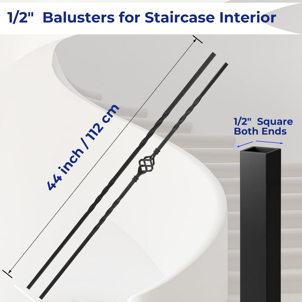 30-Pack Iron Balusters for Staircase Interior, Basket & Twist Design