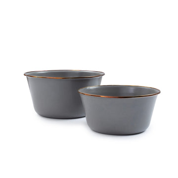 Enamel Mixing Bowl Set - Mixing Bowls, Salad Bowls, and Serving Bowls - Camping Dishes and Kitchen Essentials (Slate