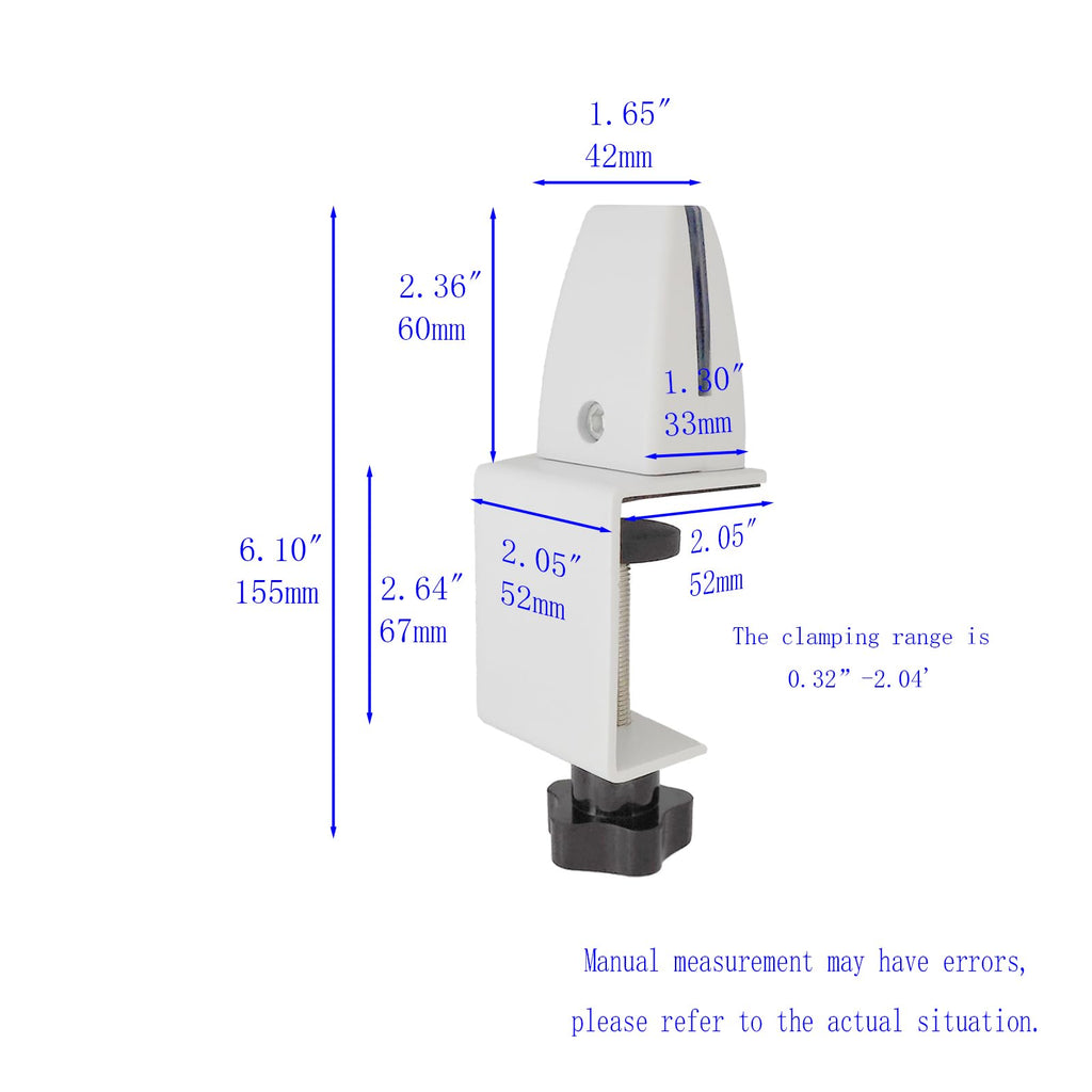 Desk Divider Clamp For 1/8" To 0.51" Panel, Adjustable Desk Partition Clamp For 0.32" To 2.04" Desktop, Standing Desk