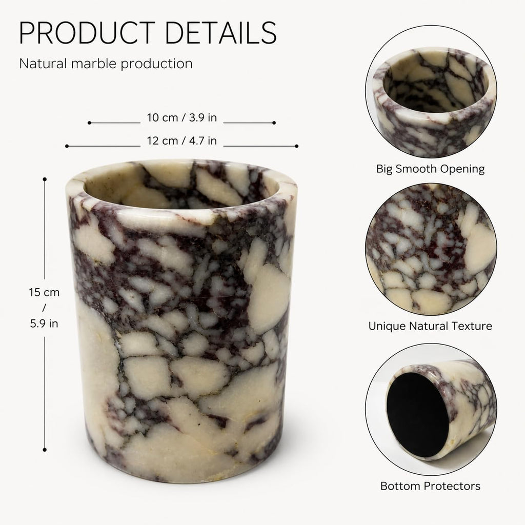 Marble Wine Chiller Bucket, Calacatta Viola Kitchen Utensil Holder