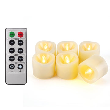 6 PCS 200 Hrs Remote Control Flameless Tea Lights, Battery Operated Led Flickering Votive Candles, Electric Outdoor