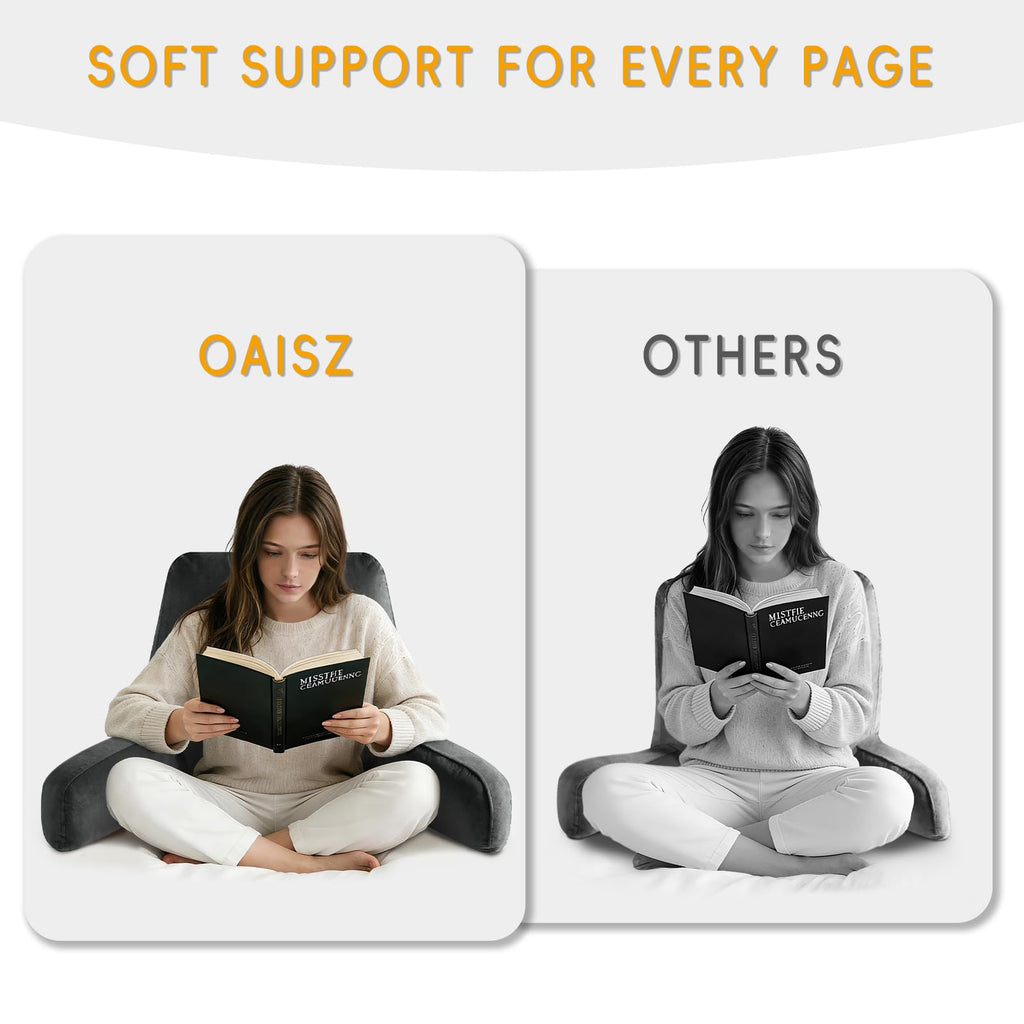 Reading Pillow for Sitting in Bed with Shredded Memory Foam, Black