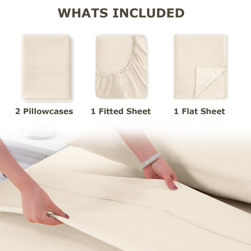 Full Size Bed Sheet Set - 4 Piece Soft Microfiber Sheets with Deep Pockets, Cooling Technology, and Wrinkle-Free