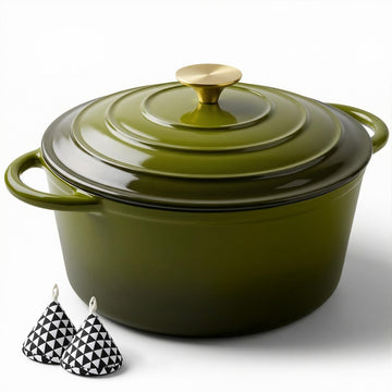6 Quart Enameled Dutch Oven Pot with Lid, Cast Iron Dutch Oven with Dual Handles for Bread Baking, Cooking, Non-stick