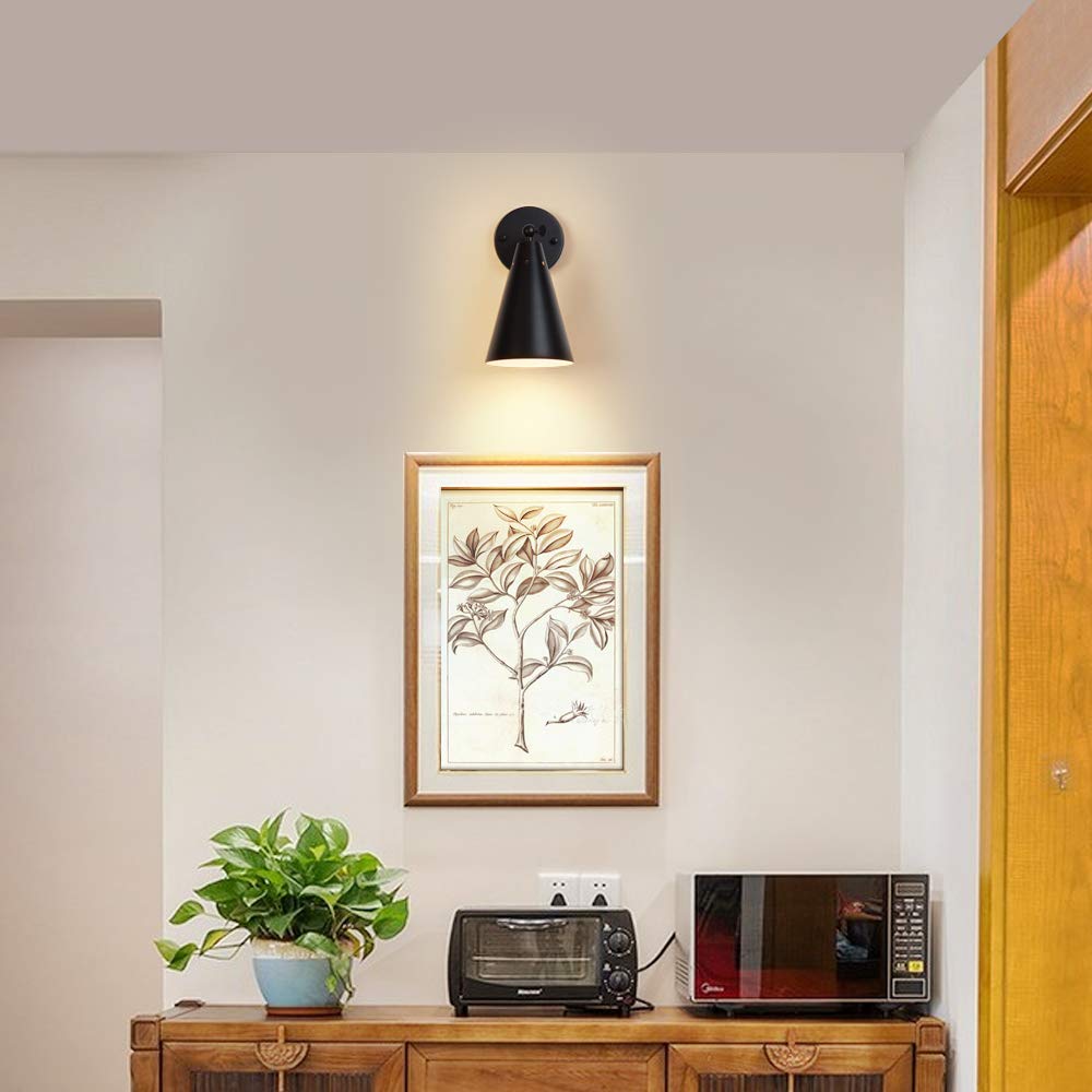 Black Industrial Wall Sconces Set of Two,Rustic Metal Lighting,Farmhouse Wall Sconce Fixture Bronze Finish Vintage