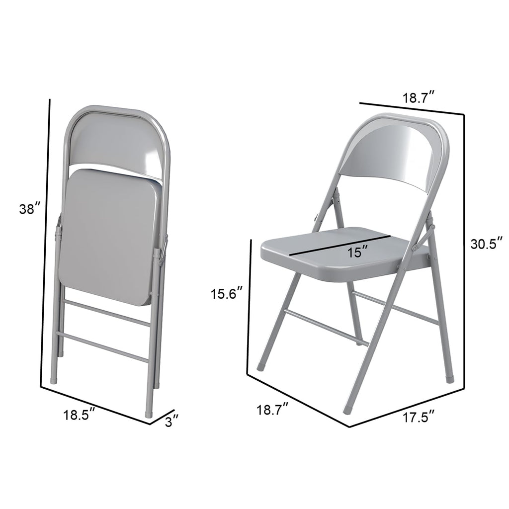 Metal Folding Chairs Steel Frame with Double Hinged Kitchen Dinning Wedding Patio and Garden, No Assembly, Set of 4