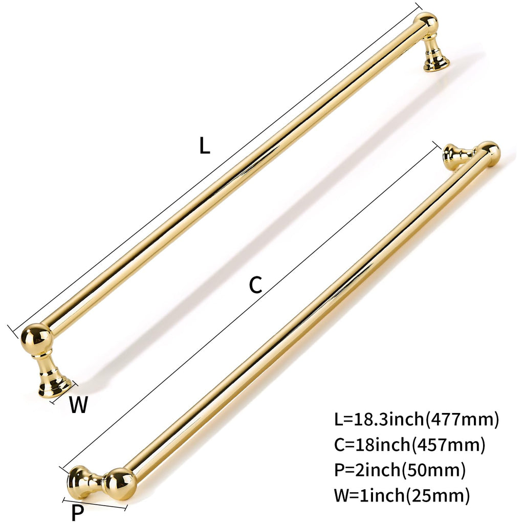 Appliance Handle Pull 18 Inch Hole Center Polished Brass Cabinet Pulls Heavy Duty Solid Polished Gold Cabinet