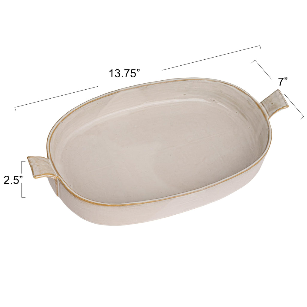 Classic Elegance Stoneware Baker with Handles, White