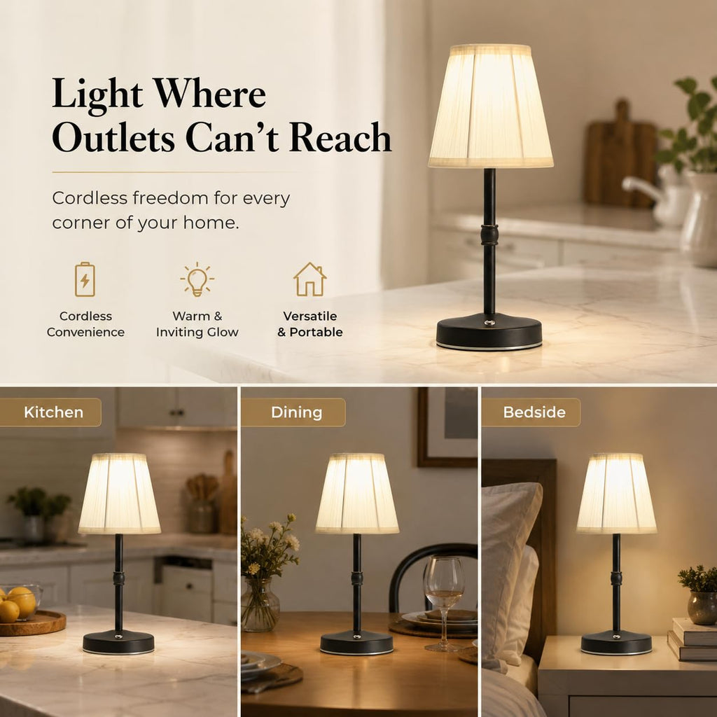 3000mah Battery Powered Lamp,Small Cordless Lamps Rechargeable,3 Color Temperature 5W LED Touch Lamp Battery