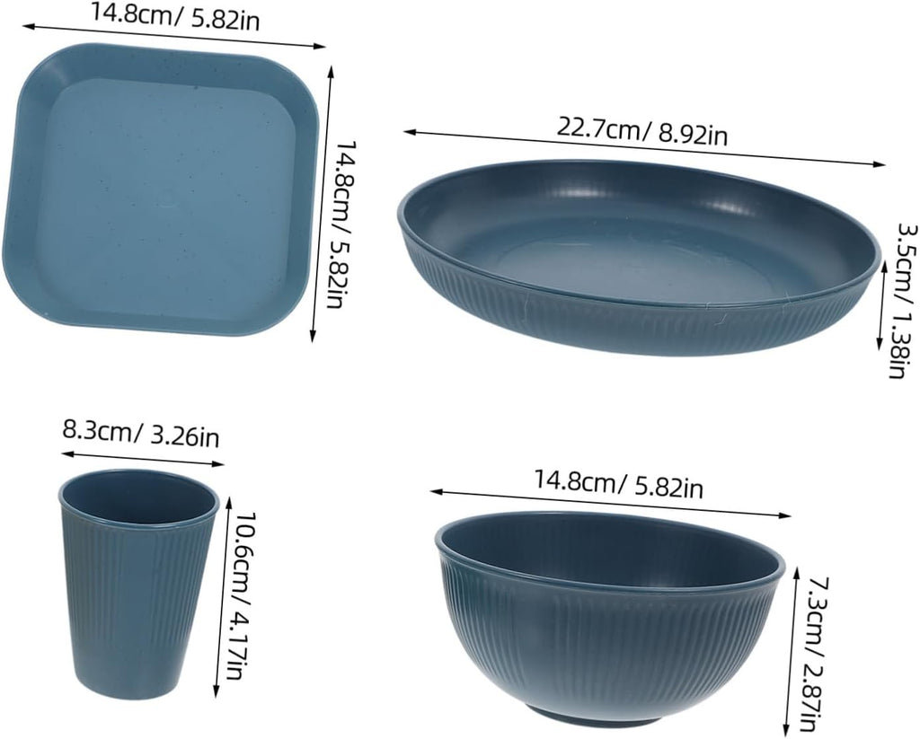 Unbreakable Dinnerware Set 16 Piece PP Plates Bowls Cups for Xmas
