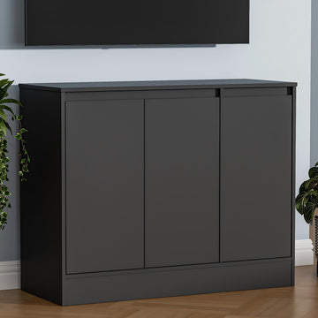 Buffet Cabinet with 3 Doors, Coffee Bar Cabinet with Storage, Black