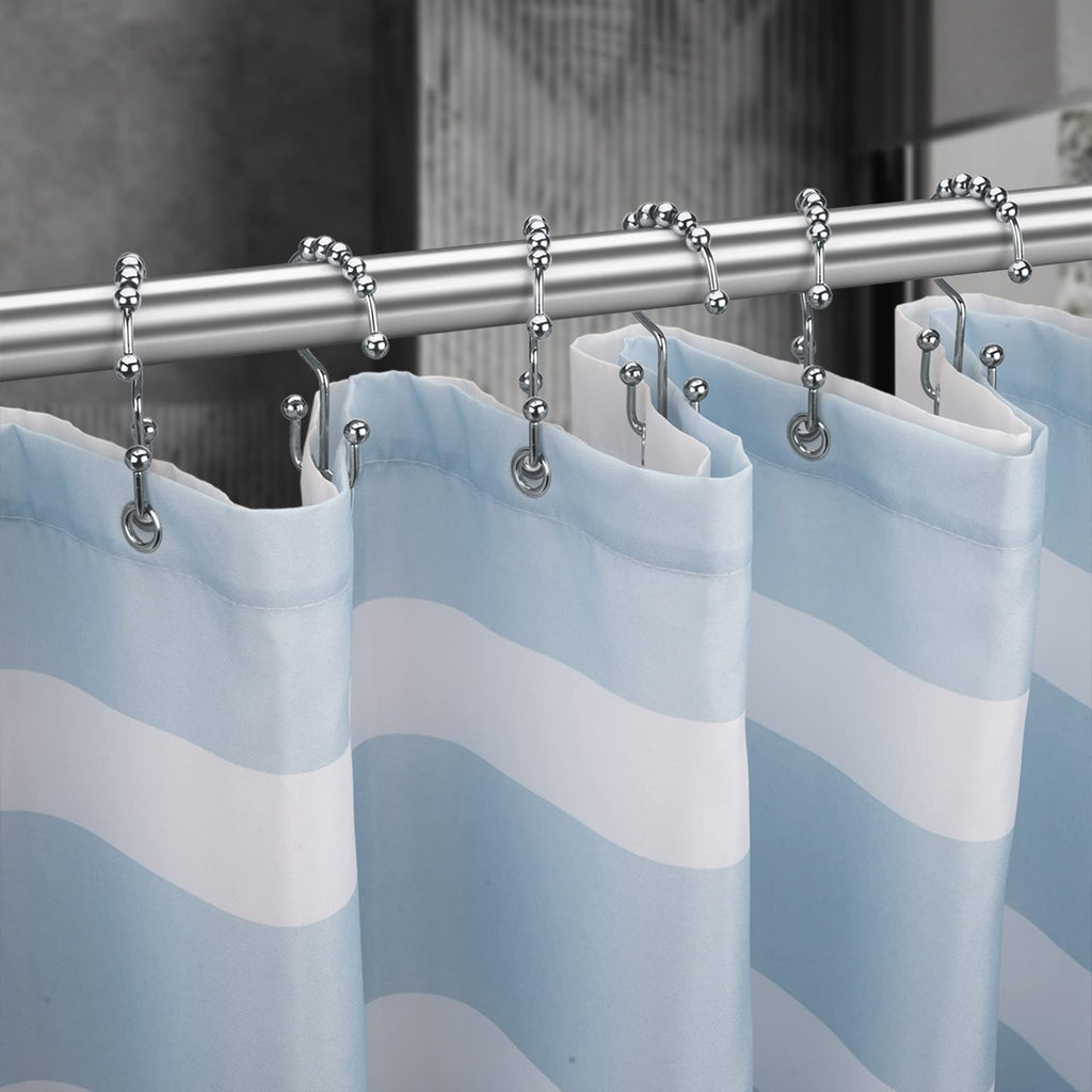 Double Shower Curtain Hooks, Rust Proof Shower Curtain Rings, Metal Shower Hooks Shower Rods Curtains, Set of 12