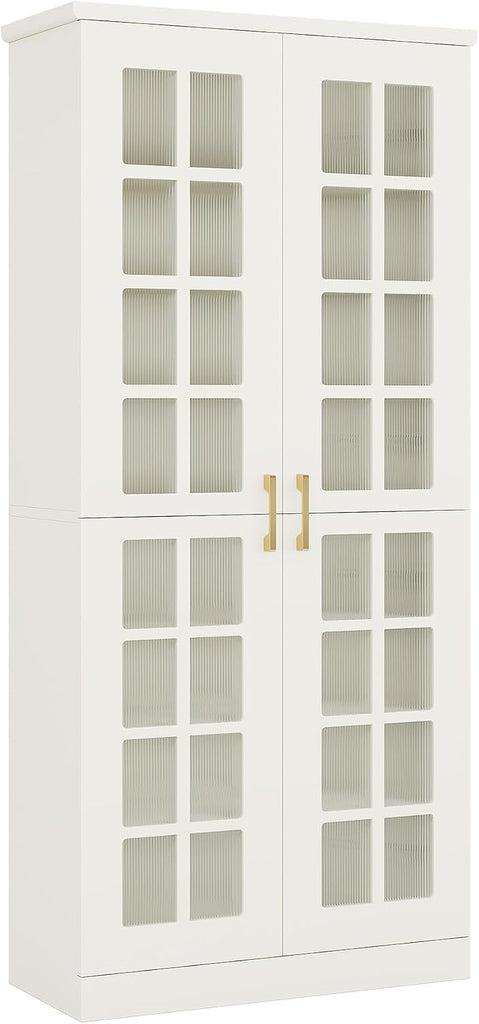 Tall Shoe Cabinet with Doors, 8-Tier Shoe Storage with Adjustable Shelves, Modern Shoe Organizer Shoe Rack Cabinet
