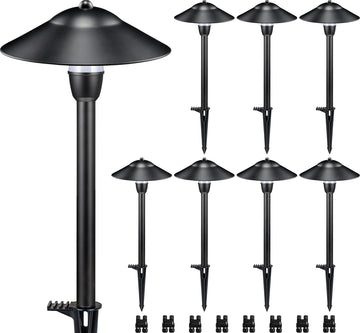 3W Low Voltage Pathway Lights, 8-Pack 3000K 12-24V Classic Aluminum