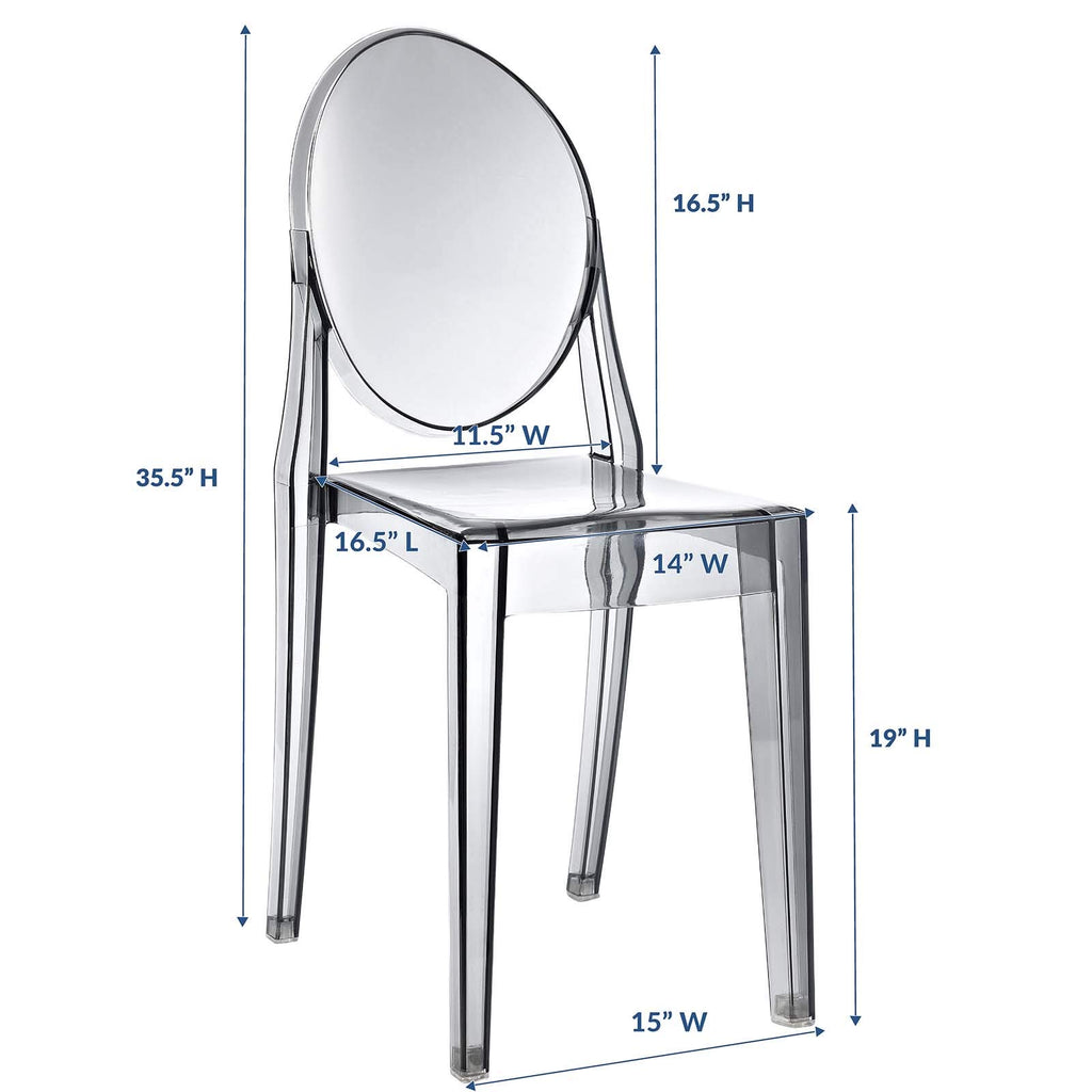 Casper Modern Acrylic Stacking Kitchen and Dining Room Chair in Smoke - Fully Assembled