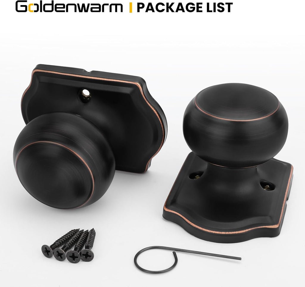 Oil Rubbed Bronze Dummy Door Knobs, Single Side Bronze Door Knobs No-Turning, Pull Function for Closet, French Double