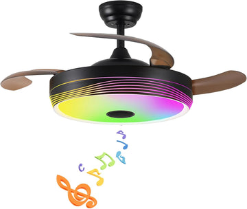 48'' Retractable Ceiling Fan with Light and APP/Remote Control, Fandelier Modern Smart Ceiling Fan with Bluetooth